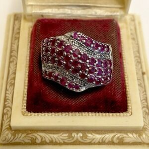 Chuck Clemency STS Sterling Silver 925 Rhodolite Garnet Cluster Ring sz 7
